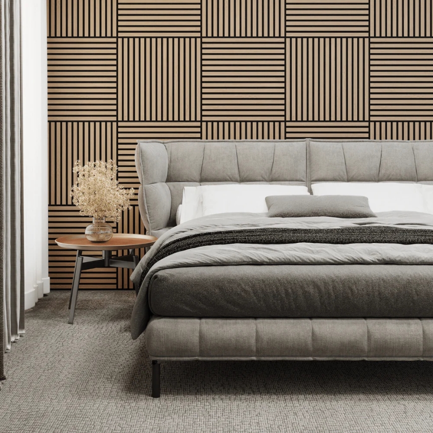 Set om 4 akustiska väggpaneler DANVIKEN 60x60 cm, ek