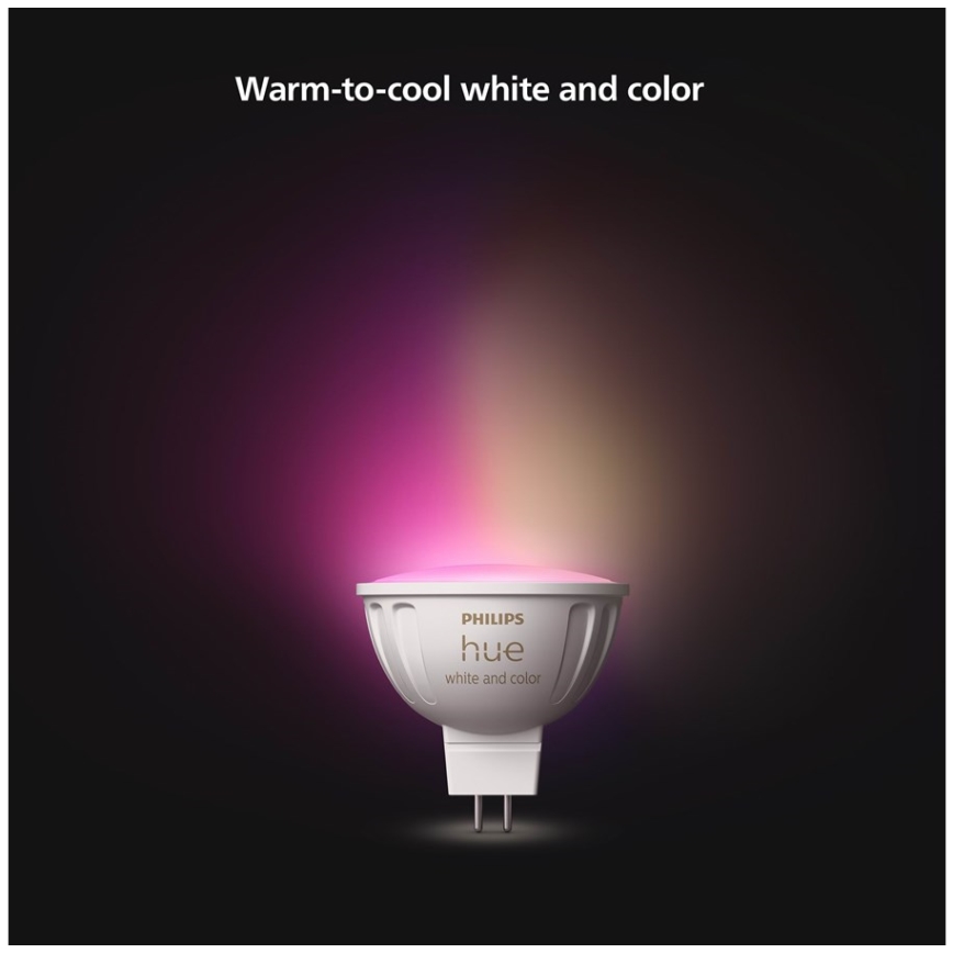 Set om 4 dimbara LED RGBW-lampor Philips Hue WHITE AND COLOR AMBIANCE GU5,3/MR16/6,3W/12V 2000-6500K