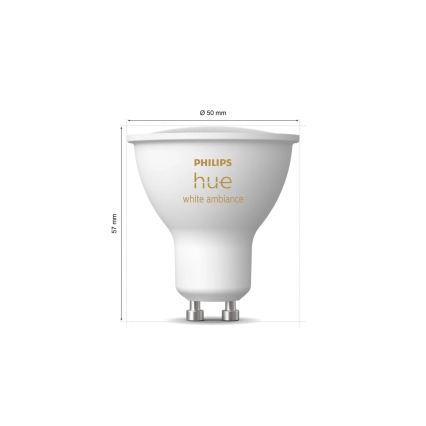 Set om 4 dimbara LED-lampor Philips Hue WHITE AMBIANCE GU10/4,2W/230V 2200-6500K