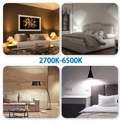 Set om 4 dimbara, smarta LED RGBW-lampor GU10, 4,9 W, 230 V, 2700–6500 K – Aigostar