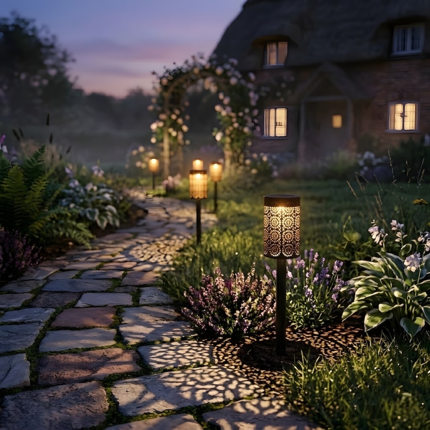 Set om 4 LED-solcellslampor DECOR LED/1,2V 150 mAh 3000K 39 cm IP44 svart