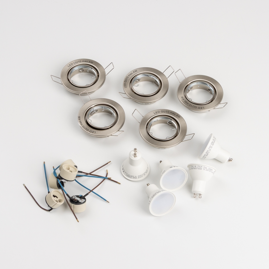 Set om 5 infällda badrumsarmaturer 1x GU10/4W/230V IP23 matt krom