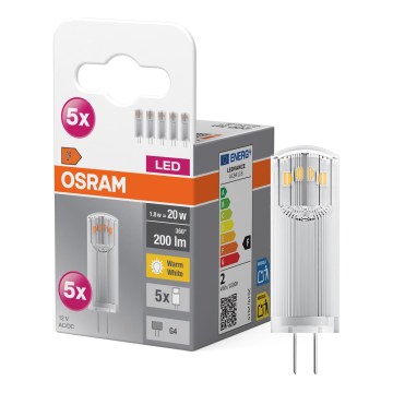 Set om 5 LED-lampor G4-sockel/1,8W/12V 2700K - Osram