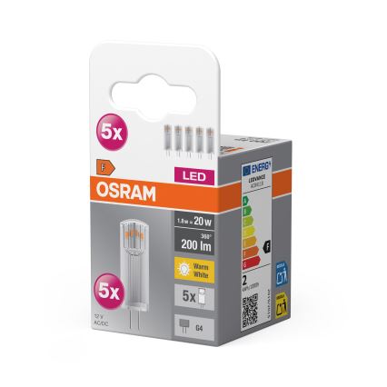 Set om 5 LED-lampor G4-sockel/1,8W/12V 2700K - Osram