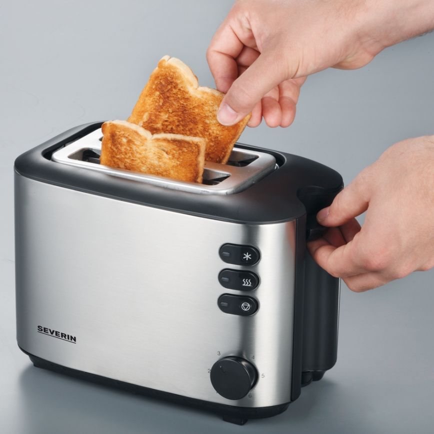 Severin AT 2514 - Brödrost för två skivor 850W/230V rostfritt stål/svart