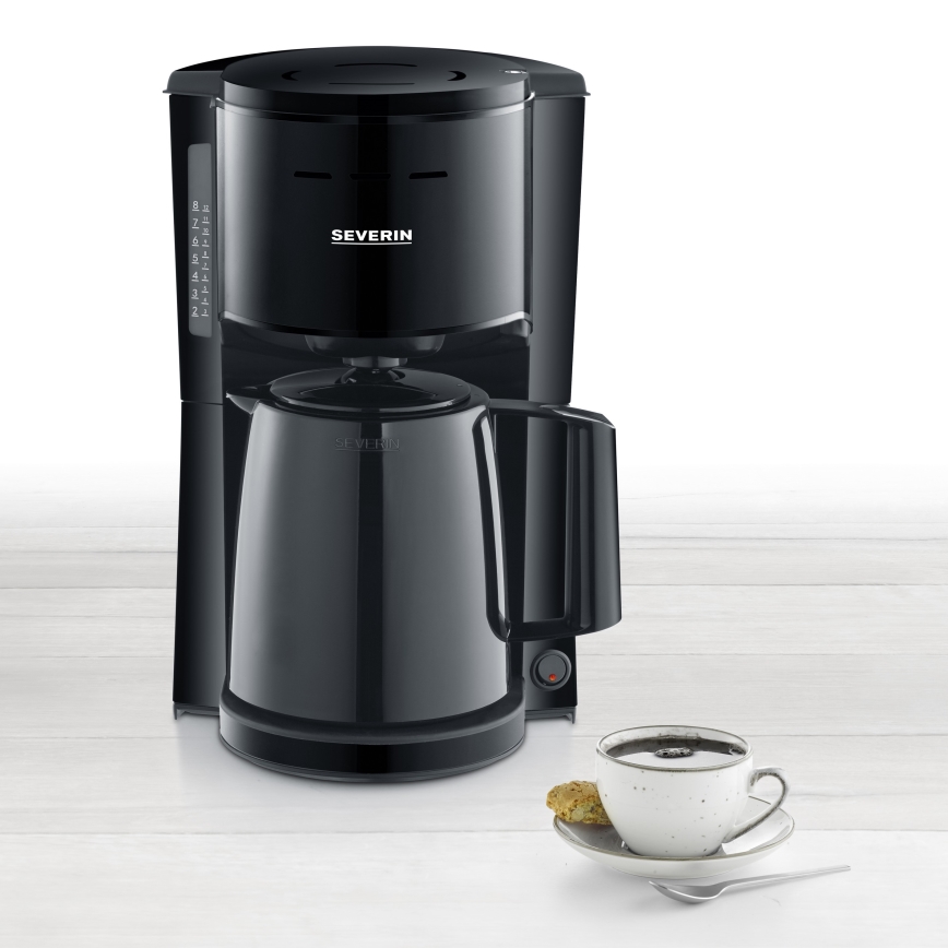 Severin KA 9306 - Kaffebryggare med termoskanna 1 l 1000W/230V svart