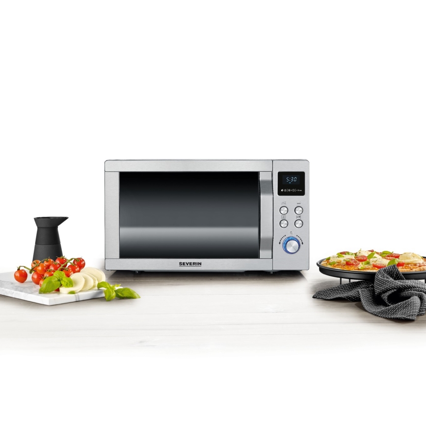 Severin MW 7774 - Mikrovågsugn 3-i-1 1950 W/230 V 25 l rostfritt stål