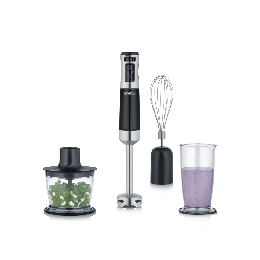 Severin SM 3772 - Stavmixer med tillbehör 600W/230V rostfritt stål/svart