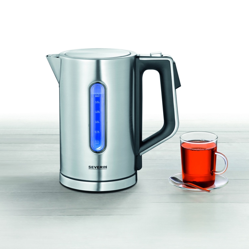 Severin WK 3418 - Elektrisk vattenkokare 1,7 l 3000 W/230 V rostfritt stål/svart