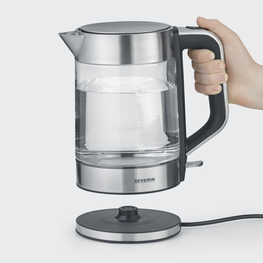 Severin WK 3420 - Snabb vattenkokare 1,7 l 2200W/230V rostfritt stål/glas