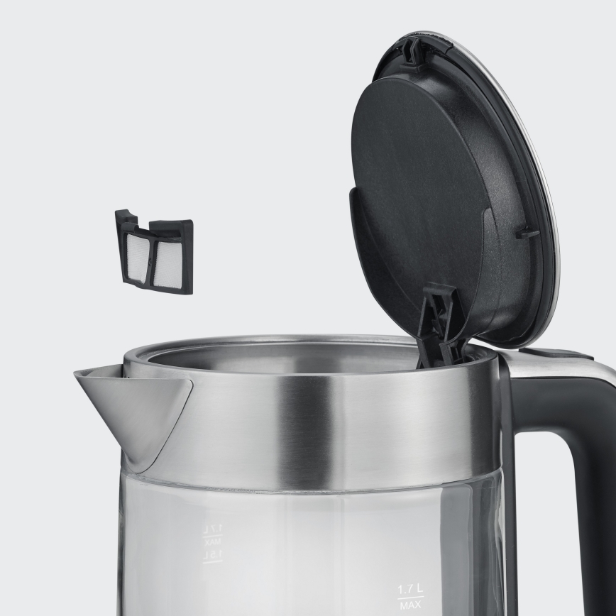Severin WK 3420 - Snabb vattenkokare 1,7 l 2200W/230V rostfritt stål/glas