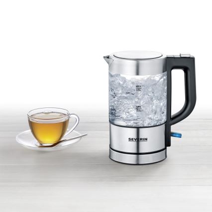 Severin WK 3472 - Snabbkokande vattenkokare 0,5 l, 1100 W/230 V, rostfritt stål/glas