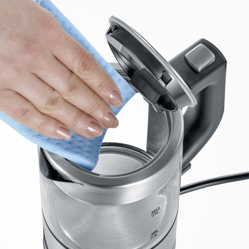 Severin WK 3472 - Snabbkokande vattenkokare 0,5 l, 1100 W/230 V, rostfritt stål/glas