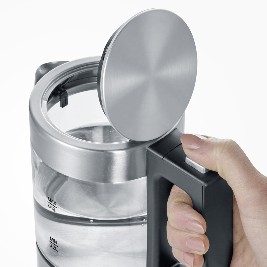 Severin WK 3472 - Snabbkokande vattenkokare 0,5 l, 1100 W/230 V, rostfritt stål/glas
