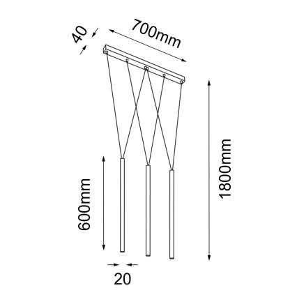 Shilo - Ljusskrona med upphängningsrem  3xG9/10W/230V