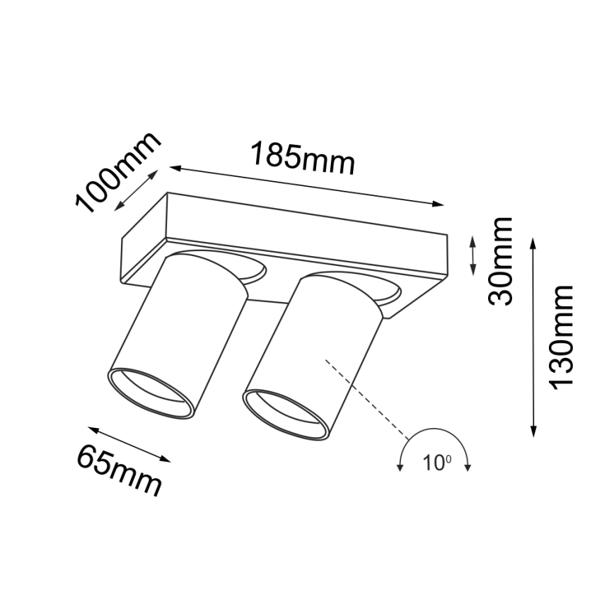 Shilo - Spotlight  2xGU10/15W/230V svart