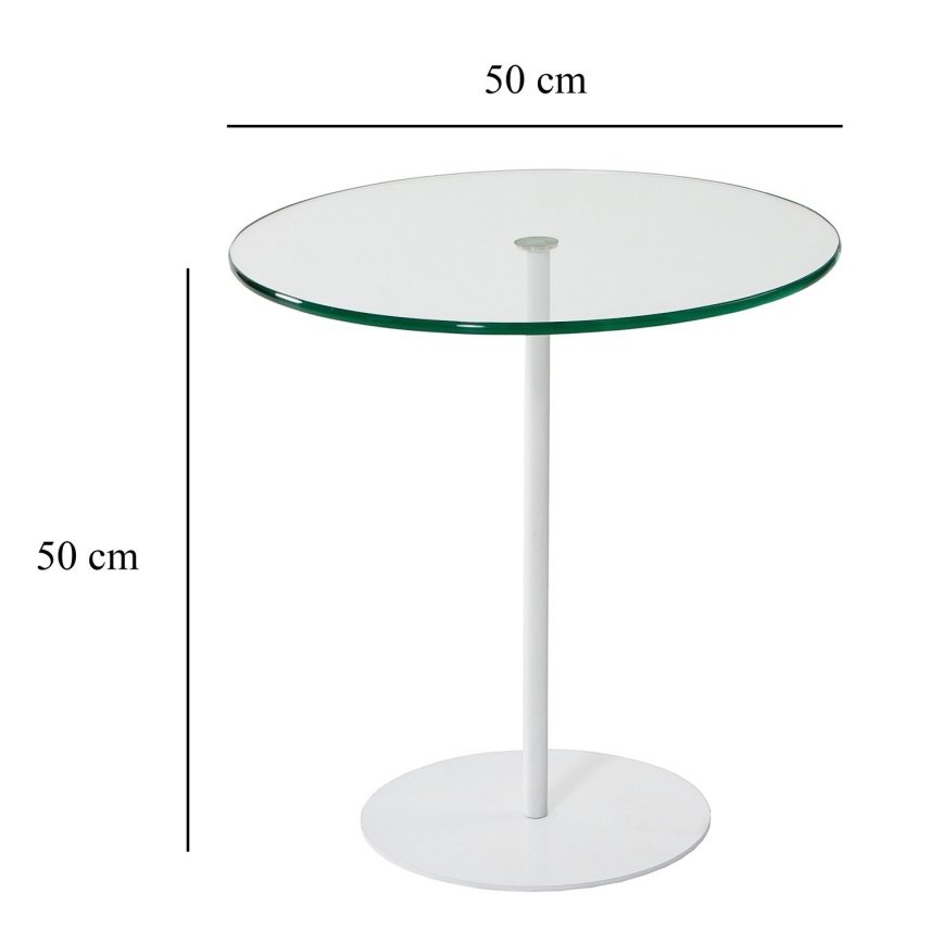 Sidobord CHILL 50x50 cm vit/genomskinlig