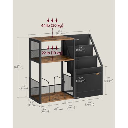 Sidobord LUVOR 81x30 cm brun/svart