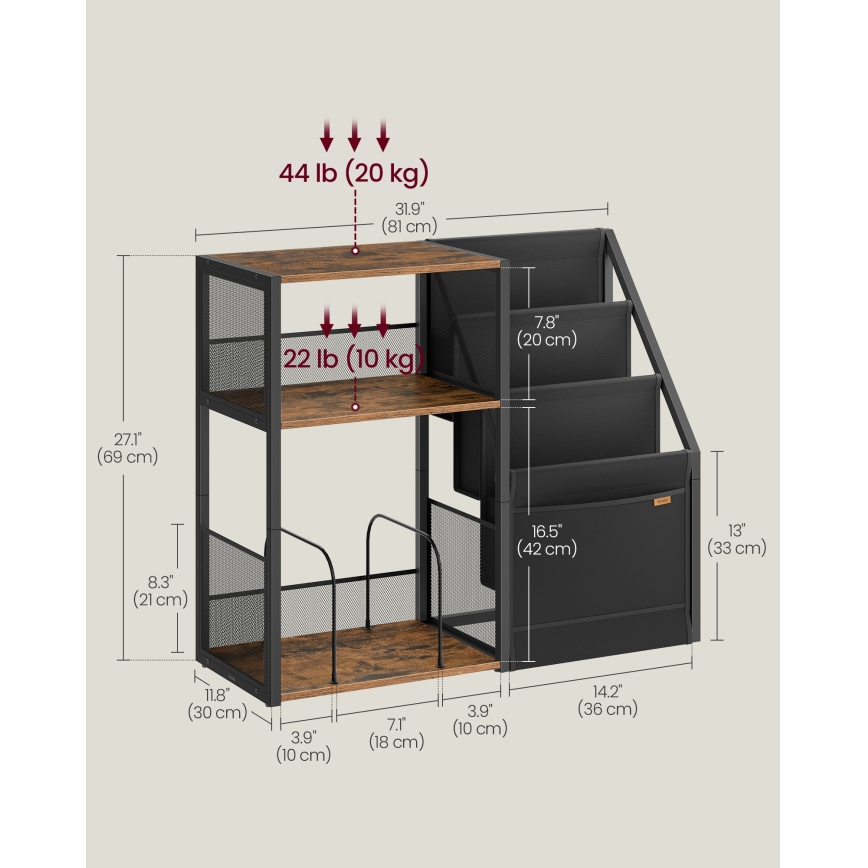 Sidobord LUVOR 81x30 cm brun/svart