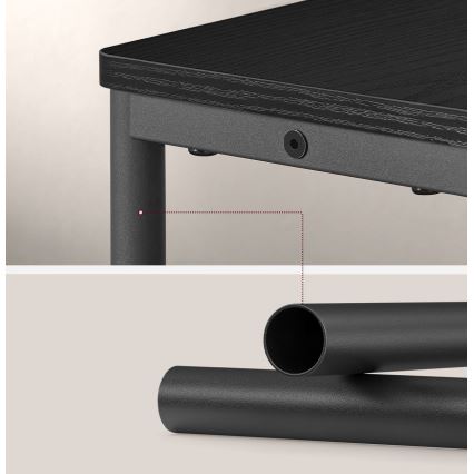 Sidobord med inbyggt eluttag och USB-portar ROD svart