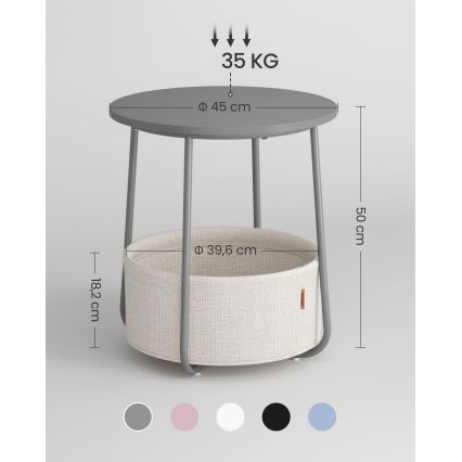 Sidobord NOIRA grå/vit