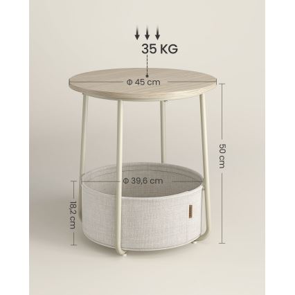 Sidobord NOIRA, krämvit/vit