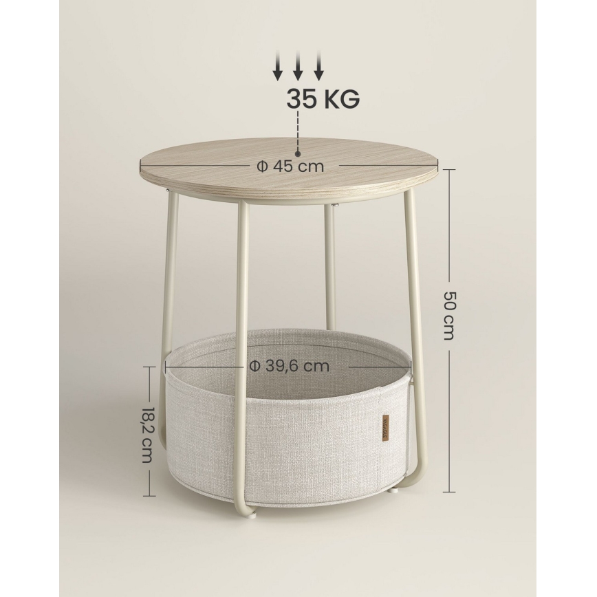 Sidobord NOIRA, krämvit/vit