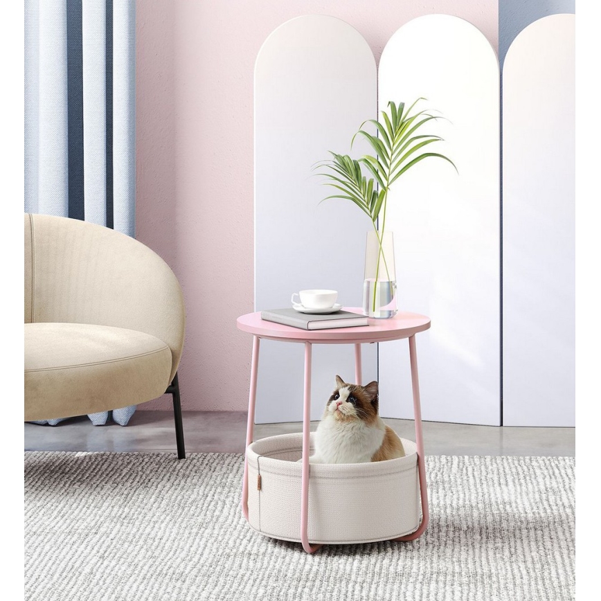 Sidobord NOIRA rosa/vit