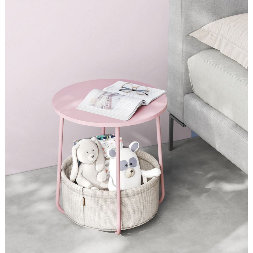 Sidobord NOIRA rosa/vit