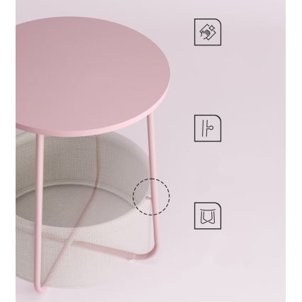 Sidobord NOIRA rosa/vit