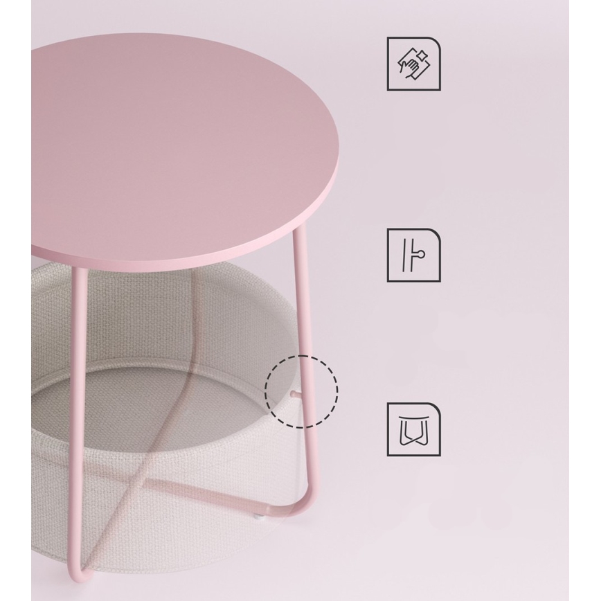 Sidobord NOIRA rosa/vit