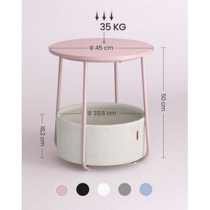 Sidobord NOIRA rosa/vit