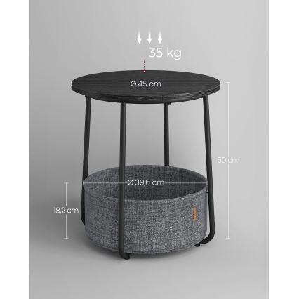 Sidobord NOIRA svart/grå