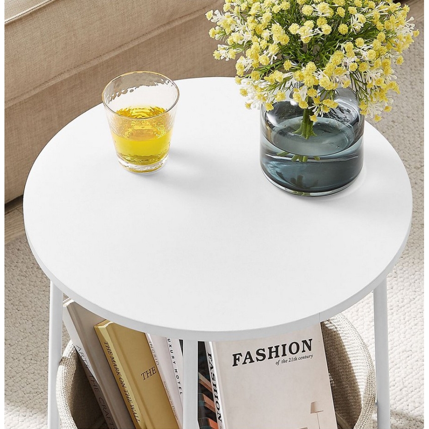 Sidobord NOIRA vit/ljusbrun