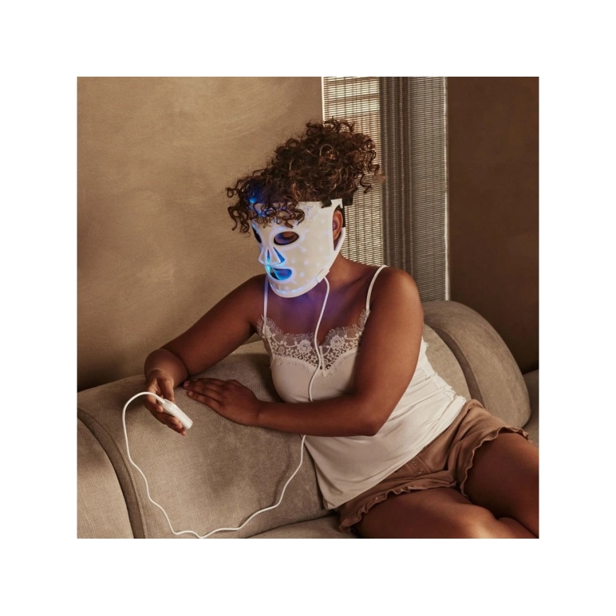 Silk’n - LED RGB terapeutisk ansiktsmask LED/5V 2000 mAh vit + fjärrkontroll