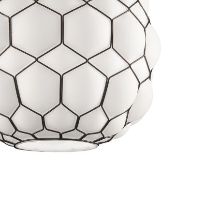 SIRU - Ljuskrona med textilsladd GALAPAGOS 1xE27/60W/230V svart/vit Venetiansk glas