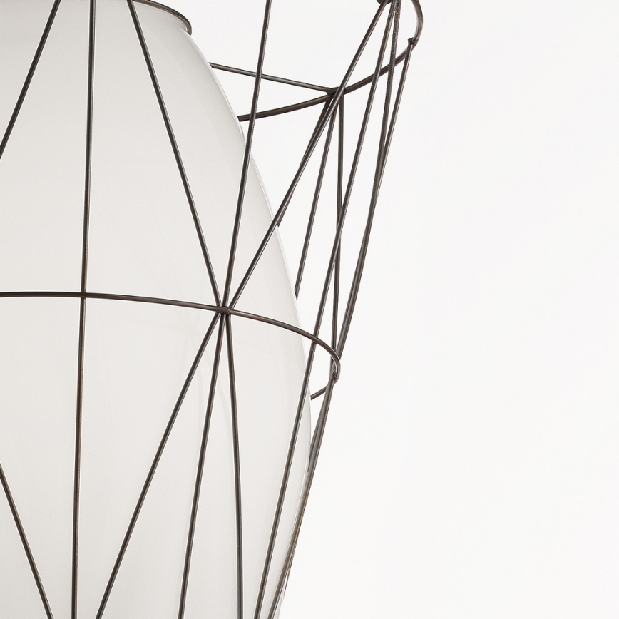 SIRU - Ljuskrona med textilsladd SEGNI 1xE27/60W/230V svart/vit Venetiansk glas