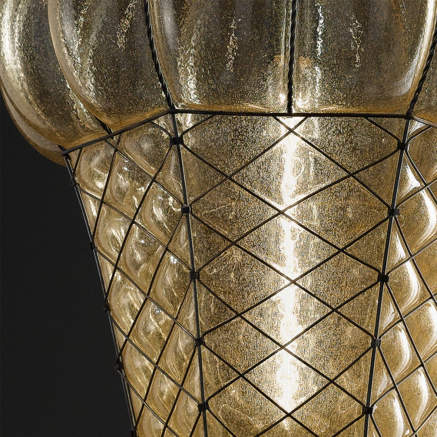 SIRU - Ljuskrona på kedja BABÀ 1xE27/60W/230V diameter 30 cm beige/brun Venetiansk glas