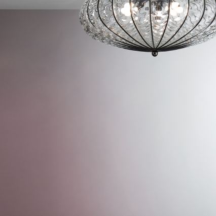 SIRU - Taklampa ACCADEMIA 3xE27/60W/230V genomskinlig/svart Venetiansk glas