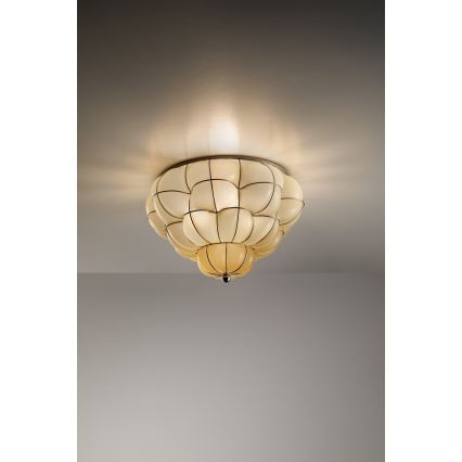 SIRU - Taklampa POUFF 3xE27/60W/230V skinande krom/beige Venetiansk glas