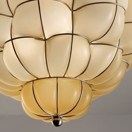 SIRU - Taklampa POUFF 3xE27/60W/230V skinande krom/beige Venetiansk glas