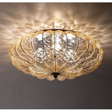 SIRU - Taklampa SOLE 3xE14/40W/230V diameter 31 cm beige/matt krom Venetiansk glas