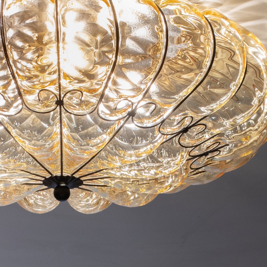 SIRU - Taklampa SOLE 3xE14/40W/230V diameter 31 cm beige/matt krom Venetiansk glas