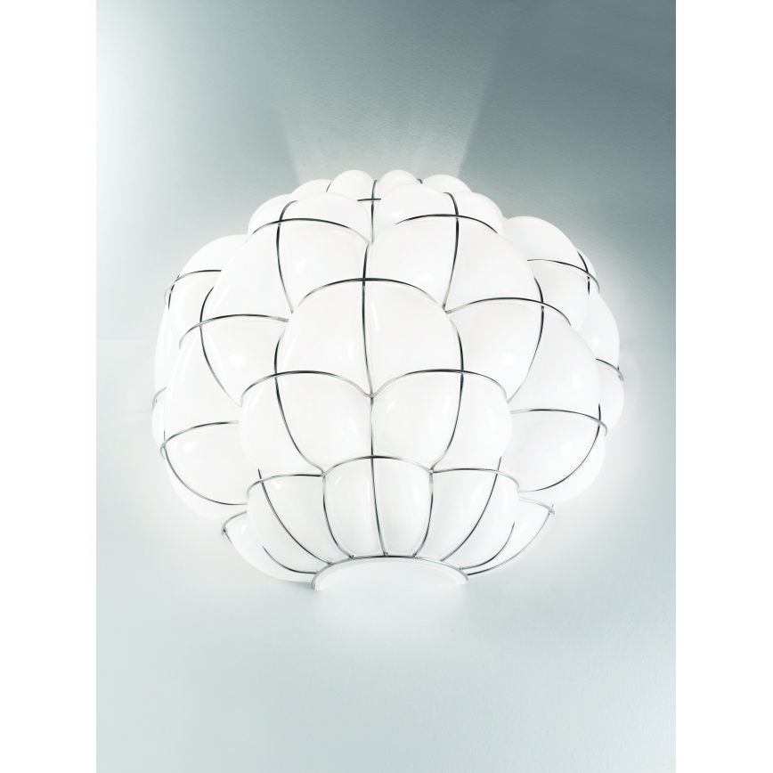 SIRU - Vägglampa POUFF 1xE27/60W/230V skinande krom/vit Venetiansk glas