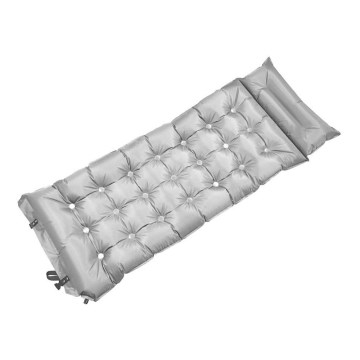 Självuppblåsande liggunderlag med kudde 180x66 cm grå