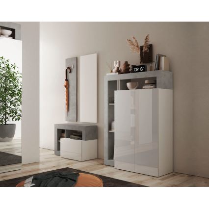 Skåp LENOR vit/grå betong