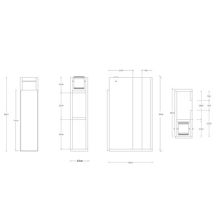 Skåp med hållare för toalettpapper PAPER 66x42 cm vit