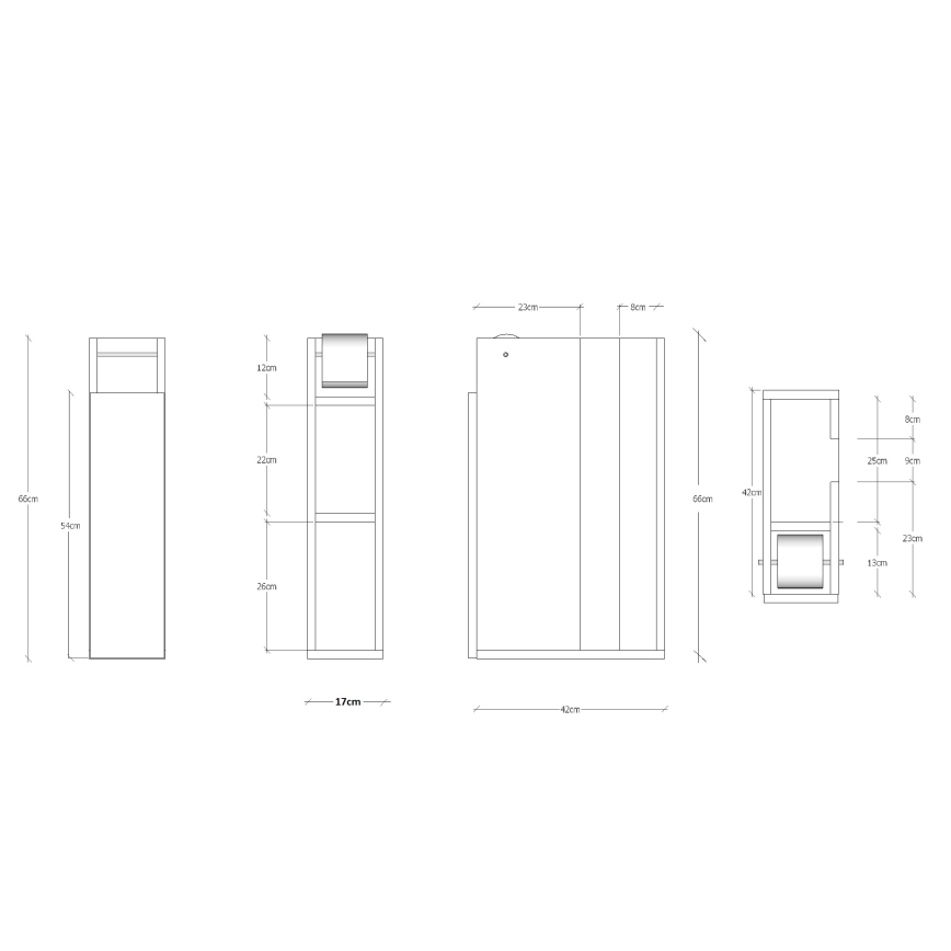 Skåp med hållare för toalettpapper PAPER 66x42 cm vit