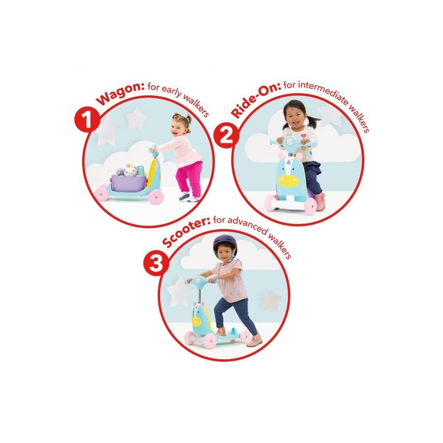 Skip Hop - Balanscykel 3i1 ZOO enhörning 3xAAA