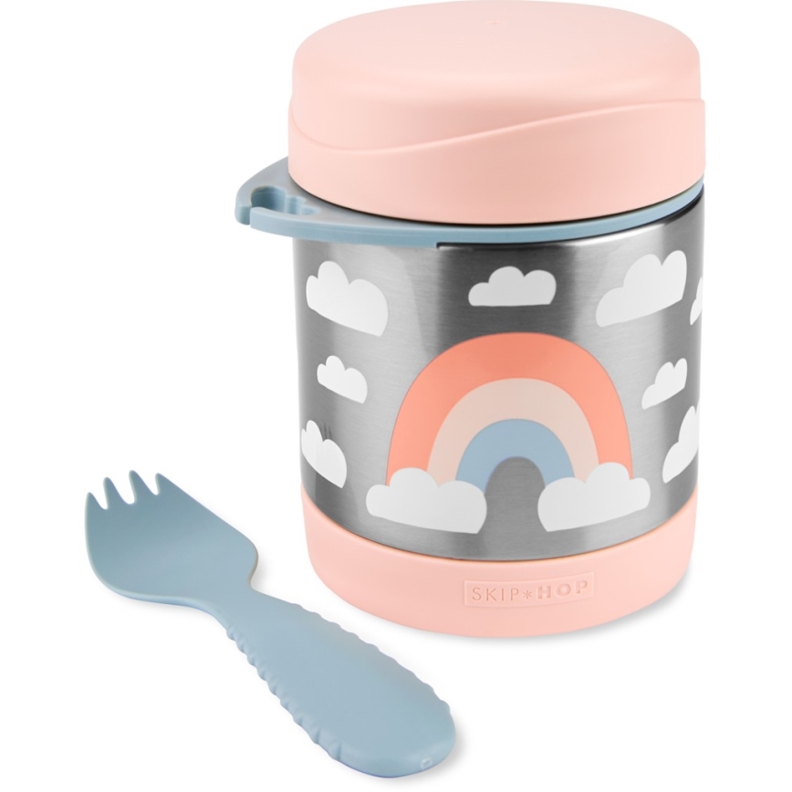 Skip Hop - Mattermos med sked/gaffel SPARK STYLE 325 ml regnbågsfärgad